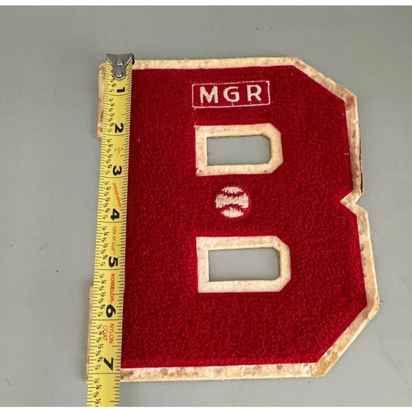 Vintage Letterman Varsity Chenille Patch Letter B Red 7” Baseball Manager - Picture 4 of 6